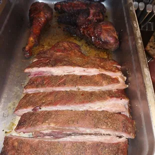 Smoked Turkey and Fall off the bone Ribs