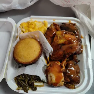 Collard Greens Macaroni And Cheese Bbq Chicken