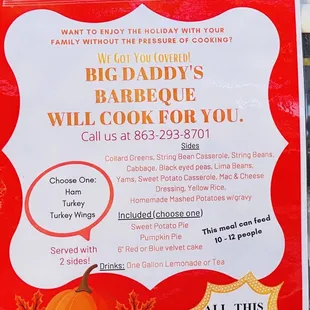 a sign for the big daddy&apos;s barbeque