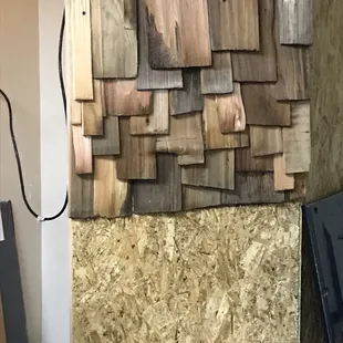 a wall made of wood planks