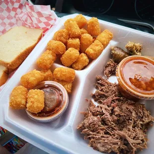 Brisket, boudin and tots