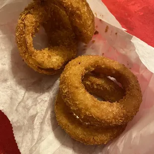 $3 up-charge for 5 onion rings (I ate one before snapping a pic)