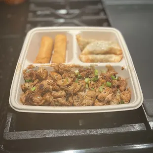 Veg rolls bbq chicken so amazing