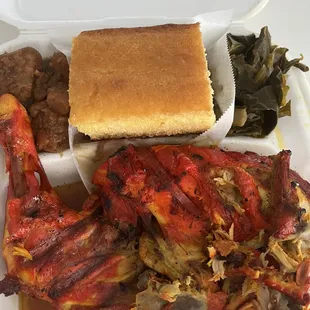 1. Chicken Dinner: Yams, Collard Greens and Cornbread