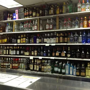 shelves of liquor