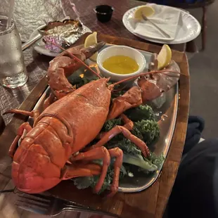 Whole steamed lobster