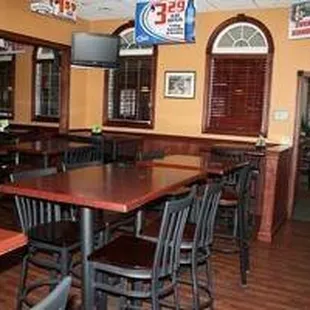 tables and chairs in a restaurant