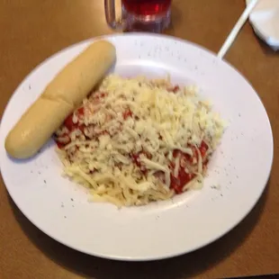 Veal parmigiana with spaghetti
