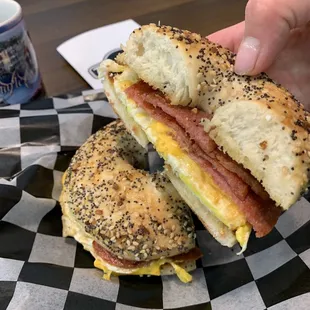 Meat, egg and cheese breakfast sandwich. Delicious.