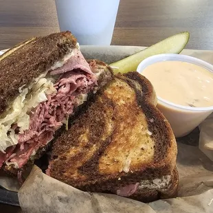 1.25.25 Reuben and extra dressing for me. Perfection.  #Yum #ReviewsByRL