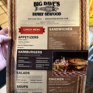Front of the menu