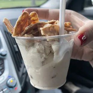 Vegan butter pecan with waffle pieces