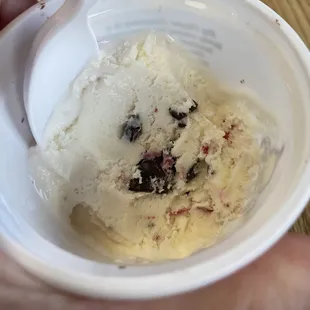 White chocolate raspberry with chunks of chocolate!