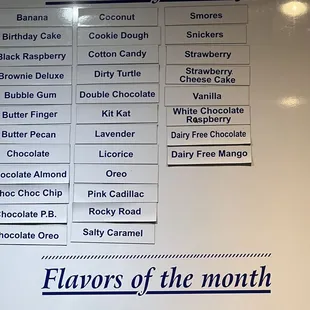 Flavors you can sometimes find...