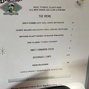 menu