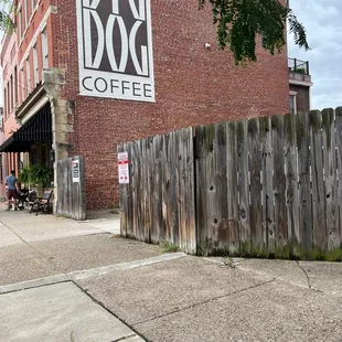 Outside the cafe