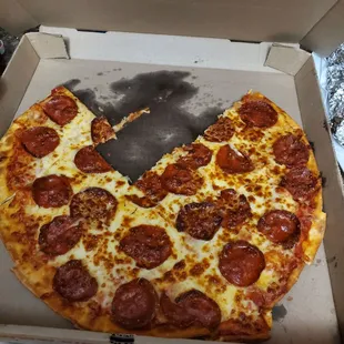 Pepperoni pizza before was all gone by my hubby and 2 boys 8 and 12.