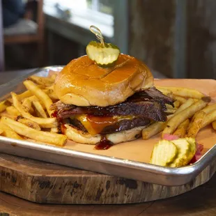 a burger and french fries