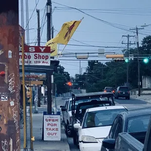 cars parked on the side of the road