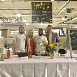 The married co-owners, Alexis and Austin with two great bartenders!!