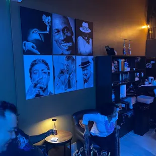 a group of people in a bar