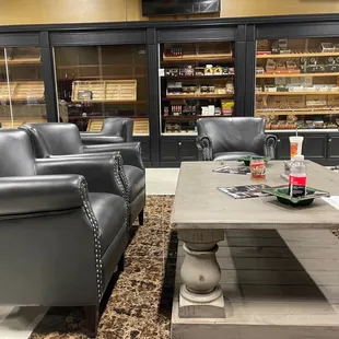 leather chairs and a coffee table