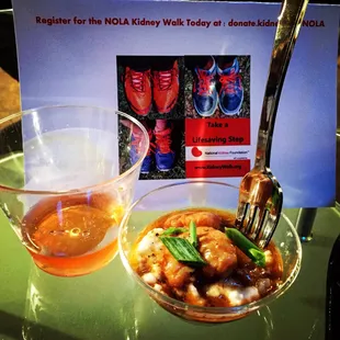 The blind tiger cocktail and shrimp and grits(bourbon house)