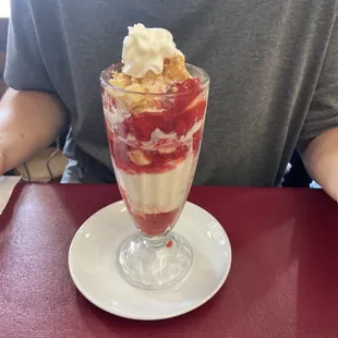 Strawberry cheesecake lighthouse sundae
