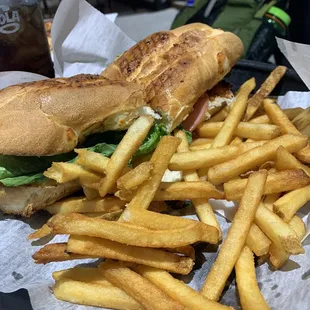 Italian sub and fries