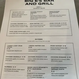 Temporary menu
