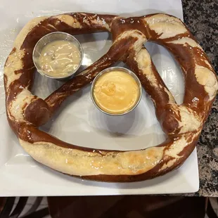 Big E's Pretzel with beer cheese and Queso
