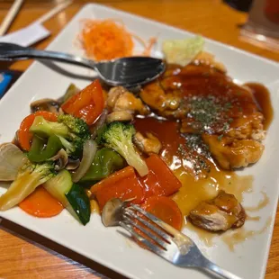 Chicken teriyaki lunch. $8.95 included is free rice rice, salad and miso soup