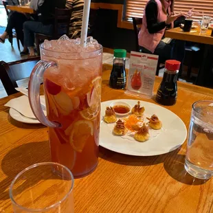 Harvest sangria and crab Rangoon