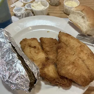 Tilapia fish with nasty baked potato