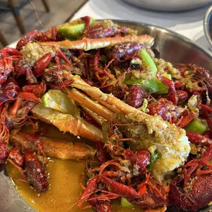 Crawfish and snow crab legs