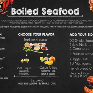 a menu for a seafood restaurant