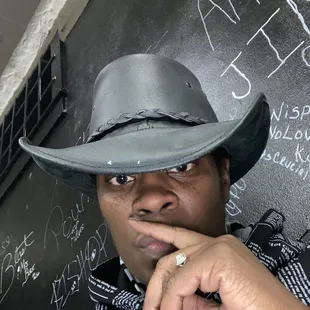 a man wearing a hat