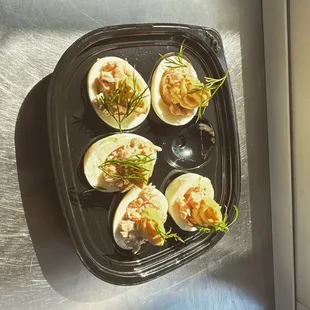 Shrimp Remoulade Deviled Eggs