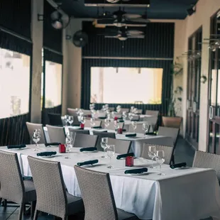 empty tables in a restaurant