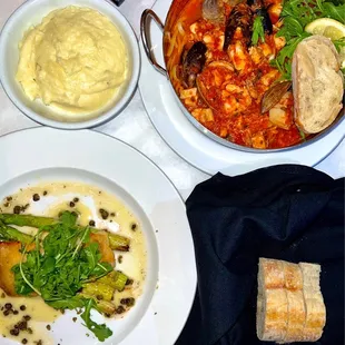 grouper piccata and seafood cioppino