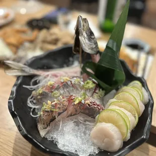 Shima aji with scallops sourced fresh direct from Japan