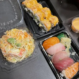 Kano salad, Dream Salmon Roll, Sushi Appetizer