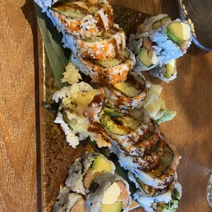 Philadelphia Roll, Spider Roll, Shrimp Tempura Roll!