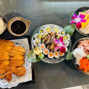 a variety of food on a table