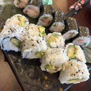 California roll and yellowtail scallion