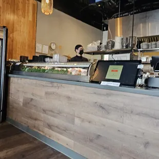 Clean front counter with self-order kiosk