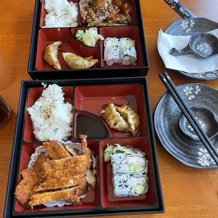 Bento box lunch -- dine in at Big Fish. So good. Restaurant is beautiful and clean and staff are super nice.