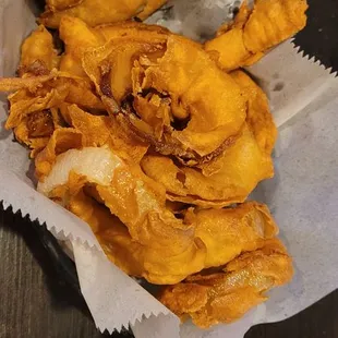 pancake batter fried onion rings.