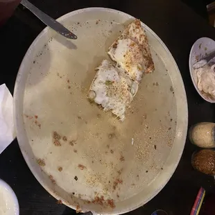 Empty pizza dish. We devoured it!