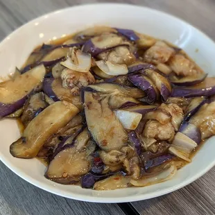 Fish fillet and eggplant